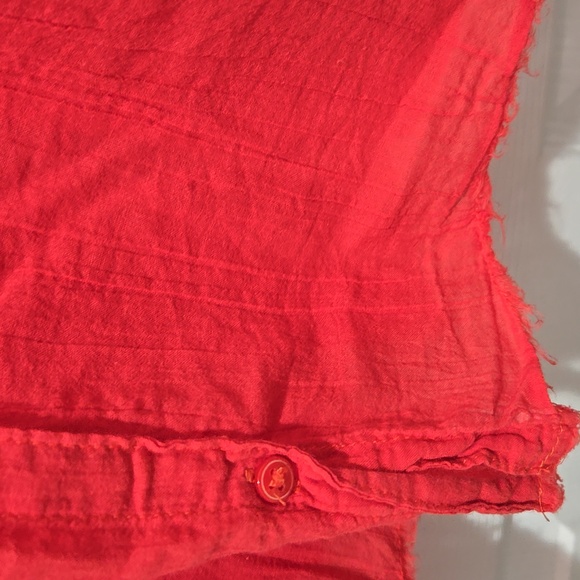 American Eagle coral red sleeveless lightweight button-down top tunic shirt S - Picture 3 of 7